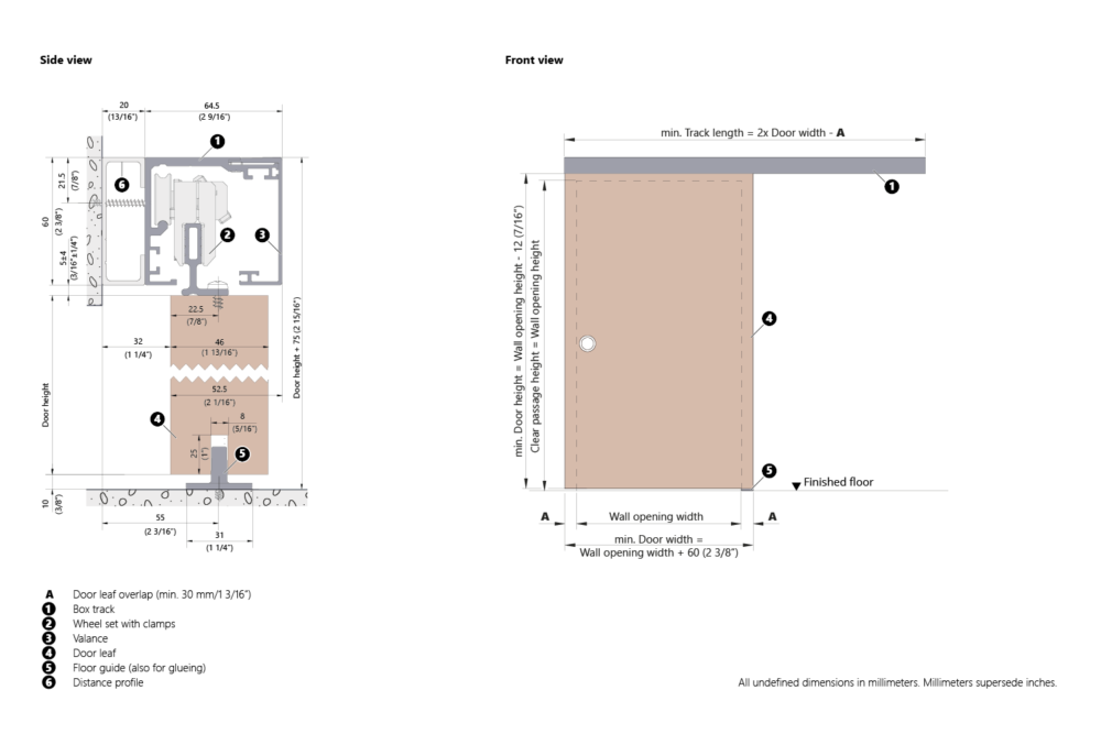 traval wood technical drawing with distanceprofile