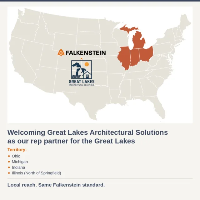New partner, new territory. 🤝

Welcome Great Lakes Architectural Solutions — repping Falkenstein across the Great Lakes. 🌊

📍 Michigan · Ohio · Indiana
📍 Illinois (north of Springfield)

Pocket doors that disappear into the wall. Sliding systems that just glide. Now with a local crew who knows architectural hardware cold. More reach. Same craftsmanship. Let's build. 🚪✨

—
#PocketDoors #SlidingDoors #ArchitecturalHardware #DoorHardware #InteriorDesign #ArchitectureLovers #BuildingProducts #ModernHome #DoorDesign #FalkensteinDoors #ContractorLife #NewPartnership